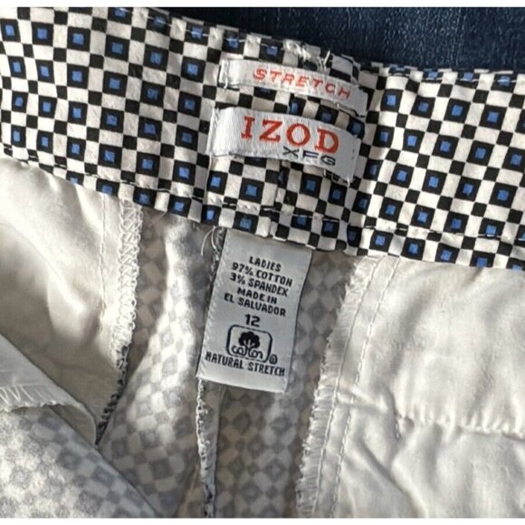 IZOD XFG shorts womens Blue/black/white Stretch Geometric 36x10, tag 12 - Picture 3 of 3